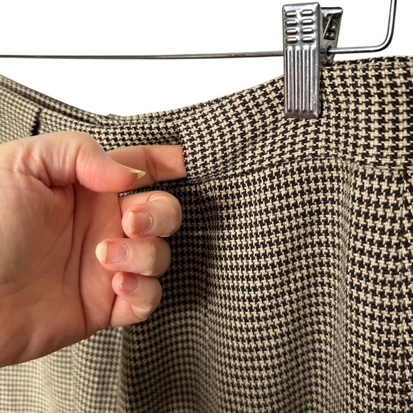 Vintage Women's Pants Size 12 Tweed Houndstooth 100% Wool Lined Brown Cuff Leg - Picture 4 of 10